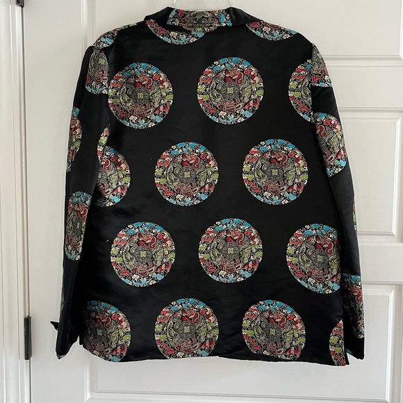 Vintage Asian Embroidered Satin Reversible Open Front Evening Jacket Women L/XL - Picture 7 of 15